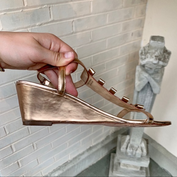 Kate Spade Rose Gold Studded Wedge Sandals - Picture 9 of 11